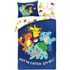 Halantex POKEMON GOTTA CATCH THEM ALL Set Letto Singolo - COPRIPIUMINO 140x200 e FEDERA 70x90cm - Reversibile - 100% Poliestere Ottima Qualita'