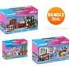 Playmobil 3 set casa delle bambole 70894 sala da pranzo 70896 giardino terraz...