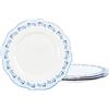fanquare Piatti da Colazione in porcellana da 4 Persone, Piatto Rotondo con Foglie ed Erba Blu per Regalo e Casa, Piattino Piano Gourmet per Dolce, Frutta, Pane, Insalata, Antipasti 20cm (Erba blu)