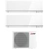 MITSUBISHI Climatizzatore Dual Split Inverter 9000+9000 Btu Condizionatore con Pompa di calore Classe A++/A Gas R32 (Unità Interna + Unità Esterna) MSZ-EF25VGKW + MSZ-EF25VGKW + MXZ-2F42VF4 Wifi Bianco Kirigamine Zen