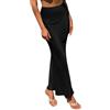 Odizli Gonna in raso da donna, lunga, elegante, estiva, a vita alta, marrone, XL