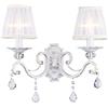 MAYTONI DECORATIVE LIGHTING Elegante Lampada da Parete, Applique Doppio, 2 luci, Vintage, Shabby Chic, Base in Metallo Bianco, Paralume in Stoffa Bianca, per 2 lampadine E14 40w non incl