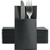 Shobi Tovaglioli portaposate 40x30 cm Tasca effetto stoffa in Pura cellulosa Biodegradabile e Compostabile (Nero, 50)