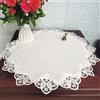 URROMA Centrino rotondo in lino, 61 x 61 cm, bianco con bordo in pizzo, decorazione vintage per tavolo da caffè, cucina, decorazione per matrimoni (60 x 60 cm)