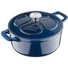 Navaris Pentola in Ghisa Smaltata con Coperchio - Casseruola Ø 24cm - Cocotte Zuppa di Cipolle - Forno Olandese - Pentole Smaltate - per Cuocere il Pane da Forno e Arrosto - Blu