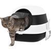 PawHut Lettiera per Gatti Chiusa con Coperchio, Paletta e Deodorante, Design Pieghevole, 52x41x38 cm, Bianca e Nera
