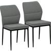 HOMCOM Set 2 Sedie da Pranzo Imbottite in Velluto con Schienale Ergonomico Senza Braccioli, Grigio