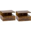 HOMCOM Set da 2 Comodini Sospesi per Camera da Letto con Cassetto e Mensola in Legno 35x32x22.5cm, Marrone