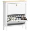 HOMCOM Scarpiera Slim 2 Cassetti per 14 Paia di Scarpe Taglia EU44 e Ripiani Regolabili, 80x24x95.5cm, Bianco