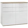 Composad | Credenza della Linea MUNDI con 4 Cassetti e 2 Ante, Madia, Mobile Ingresso, (LxAxP) 119,60x102,30x50 cm, Colore Rovere e Bianco Laccato, Soggiorno, Ingresso, Made in Italy