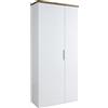 Composad | Armadio Multiuso della Linea MUNDI con 2 Ante e 6 Ripiani, Mobile Armadio, Mobile ingresso, (LxAxP) 82,30x189,60x35,20 cm, Bianco laccato e Rovere, Made in Italy