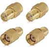 kwmobile Connettore RP-SMA Maschio (No Pin) a SMA Femmina (No Pin) - Set 4X Adattatori Spina RP SMA a Presa SMA - per Cavo Coassiale RF Antenna