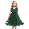 Odizli Abito da ragazza di fiori, senza maniche, in pizzo, da principessa, in tulle, per matrimonio, compleanno, battesimo, da ballo, verde, 10-11 Anni