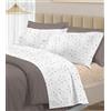 PELLECCHIA 1969 | Set Completo Letto 100% Cotone Percalle Italiano - Morbido Delicato Made in Italy Lenzuolo sopra + sotto con Angoli + Federe (Goccia Beige, Matrimoniale)