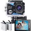 Nvgfelis WiFi Action Cam 1080P, Fotocamera Subacquea impermeabile 98FT/30M, Sports Cam con 2×1050 mAh Batteries Ricaricabili e Kit Accessori