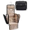 bagsmart Borsa da viaggio trucco organizer impermeabile di grande capacità per articoli da toeletta, accessori, spazzole, spugna, con gancio e manico per appendere, Nero