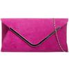 fi9® Pochette in camoscio tinta unita per matrimoni, serate, feste, borsa a mano, Rosa fucsia, medium