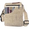 Macha Borsa a tracolla in canapa, stile bohemien, con cerniera e motivi etnici, beige