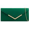 UShopUK Pochette in pelle scamosciata, tinta unita, da sposa, ballo di fine anno, matrimonio, serata,, Verde, medium
