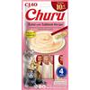 INABA Churu Senior Snack per Gatti Anziani con Tonno e Salmone - 1 Pack (4 Stick x 14gr) - Cibo per Gatti Sopra i 10 Anni, con Omega 3, Taurina e Vitamina C & E, Snack Gatto Funzionale