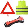 Ksvaye 3 in 1 Kit Emergenza Auto ECE Pieghevole Triangolo Auto Omologato con Martello di Emergenza per Auto con Taglia Cinture e Gilet Alta Visibilità , per Automobile Moto Camper