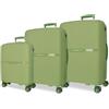 Movom Noon - Set di valigie verde 56/66/76 cm, rigido 2,8 kg, chiusura TSA polipropilene, 2,8 kg, 219,5 l, bagaglio a mano, Verde, Taglia unica, Set di valigie
