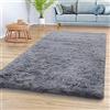 TT Home Tappeto Salotto Pelo Lungo Shaggy Morbido Soffice Design Moderno Monocolore, Colore: Grigio, Dimensione:120x170 cm