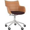 KARTELL sedia con braccioli poltroncina su ruote Q/WOOD tessuto Aquaclean - 5929-C3
