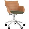 KARTELL sedia con braccioli poltroncina su ruote Q/WOOD tessuto Aquaclean - 5929-C5