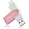 Chasisna Chiavetta USB da 128 GB 3 in 1 per phone con USB, 1OS e connettore Type C, compatibile con phone, pad, PC e Android per trasferire foto e video