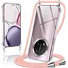 Coiwxmoi Cover per Honor Magic 7 Lite con Cordino 6,78,Trasparente Custodia con Laccio Tracolla Corda Catena Cinghia,Ultra Morbido Silicone TPU Antiurto Case per Honor Magic 7 Lite, Oro Rosa