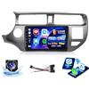 Inefala 2+64G Radio per Kia Rio 2012-2015 Android con Wireless CarPlay Android Auto, 9 Pollici Schermo per Auto Soporta Bluetooth WIFI 26UI GPS FM EQ SWC AHD Telecamera Posteriore
