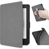 ERUNTO Custodia per Kobo Clara 2E da 6 pollici (lanciato nel 2022)/Tolino Shine 4, Cover in TPU con Texture in Tessuto e Cintura sul Retro, Cover Magnetica con Funzione Smart Wake-up/Sleep (Grigio)