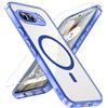 Hensinple Cover Magnetica per Google Pixel 9a con Vetro Temperato, Compatibile con MagSafe, Custodia Antiurto Resistente ai graffi TPU Bumper Sottile Trasparente Posteriore Protettiva Case, Blu