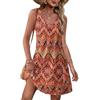GUCURIN Vestito Donna Estivo 2025 Senza Maniche con Scollo a V - Casual Abito Corto con Tasche, Stampa Colorata Vivace per Spiaggia e Sole, Arancione, XL