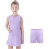 Bezioner Vestito Tennis Ragazze Abito Golf Cerniera Abito Sportivi con Pantaloncini e 4 Tasche Abbigliamento da Padel Bambini Viola 140