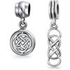 Bling Jewelry Set Di Due Ciondoli Romantici Rotondi Con Simbolo Nodo Celtico Dell'Amore Infinito Pendenti O Scorrevoli Per Donne E Adolescenti In Argento Sterling .925 Per Bracciale Europeo