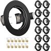 Tofisr Cornice Faretti LED da Incasso GU10 per cartongesso, Portafaretto da Incasso Rotondo Nero, Foro 55mm-70mm, Per 50mm LED e Alogeno, Portalampade GU10 Inclusi, Set di 12