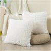 DJDEA Confezione da 2 Cuscino Peloso in Felpa per Casa Divano Letto Cuscino Peloso in Felpa per Cuscini Decorativi Decorative 40x40 cm Bianca