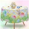 LEBKFT Tovaglia pasquale in finto lino, tovaglia con uova di Pasqua, impermeabile, con stampa di pulcini, coniglietti, uova, tovaglia riutilizzabile, decorazione pasquale per decorazioni pasquali (D