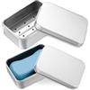 Tenbrachian 2 Pz Portasapone in Alluminio, 150ml Porta Saponetta in Alluminio, Portasapone da Viaggio in Metallo, Porta Sapone da Viaggio con Griglia Sgocciolatoio, Portasaponetta per Bagno Viaggi