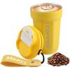 Lrocotanc Tazza Termica da Caffè To Go - Thermos In Acciaio Inox 450ml - Tazza Caffè da Viaggio - Travel Mug - Bicchiere Isolante Sottovuoto a Prova di Perdite con Coperchio - Coffee Mug (Giallo)