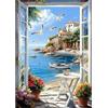 NEWENMO Gabbiano Vista Mare Diamond Painting Kit Completo,5D Boat Pittura Diamante per Adulti,DIY Diamant Crystal Art Kits,Ricamo a Punto Croce Artigianale,per Decorazione Della Casa 30x40cm