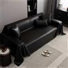 Highdi Telo Copridivano 1 2 3 4 Posti, Copri Divano o Copriletto in Pelle PU, Protezione Copridivano Anti graffio Gatto per Mobili e Divano, Copridivani (180x380cm,Nero)