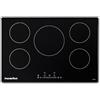 PremierTech PT805I Piano Cottura a Induzione 5 Zone Vetro Nero 80cm (77cm da Incasso) Touch Control Funzione Boost Timer Blocco Sicurezza Regolazione 9 Livelli Compatibile Pentole adatte ad Induzione