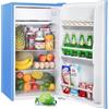 Upstreman Frigorifero Piccolo Con Freezer 91L, Silenzioso, Termostato Regolabile, Scomparto per Verdure, Mini Frigo da Camera, Dormitorio, Ufficio, Blu -BR321