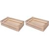 Rayher Cassetta Frutta Decoro In Legno, Scatola Portaoggetti, 35.5 x 20.3 x 8.4 cm, Legno di Pioppo Liscio, con Ganci per Appendere, da Personalizzare e Colorare, 62728000 (Confezione da 2)