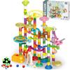 deAO Torre Marble Run Pista per Biglie per Bambini - Gioco di Costruzione STEM Educativo, Pista Creativa da Assemblare con 150 Pezzi e 60 Biglie (30 Fosforescenti), Gioco per Bambini 3+ Anni