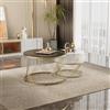 MSMOK Elegante tavolino da caffè componibile, decorazione oro, effetto marmo, tavolino con cassetti, set da 2 (nero e oro)
