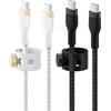 Belkin BoostCharge Pro Flex Cavo intrecciato da USB Type C a USB C, ricarica rapida PD, certificato USB-IF per iPhone 16/15, Galaxy S24, Pixel, iPad, MacBook, altri, 1 m, confezione da 2, nero/bianco